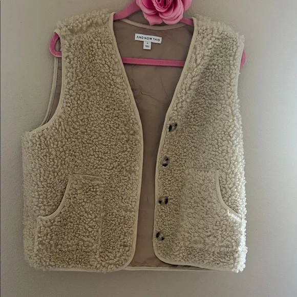 And Now This Cream Sherpa Vest - Cozy Womens Layering Vest - Picture 1 of 6